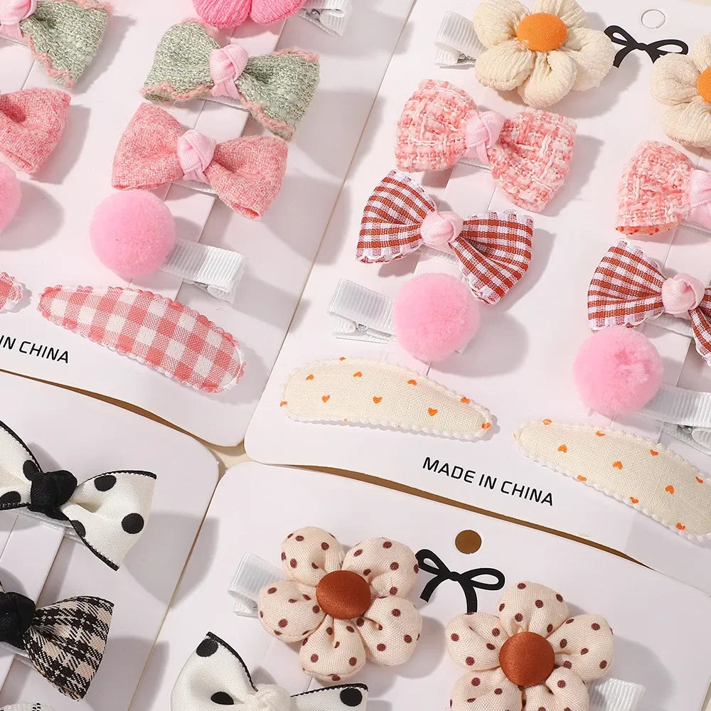 10pcs/Set Cute Butterfly Fabric Flower Bow Hair Clips for Baby Girls Children Sweet Hairpin Headwear Hair Accessories