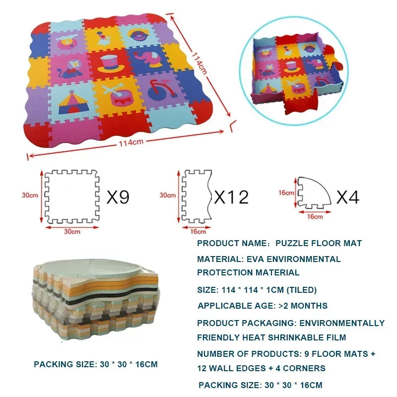 Eva Foam Baby Play Mat 25-Piece Set 30x30cm Puzzle Floor Mat Educational Toy For Nursery