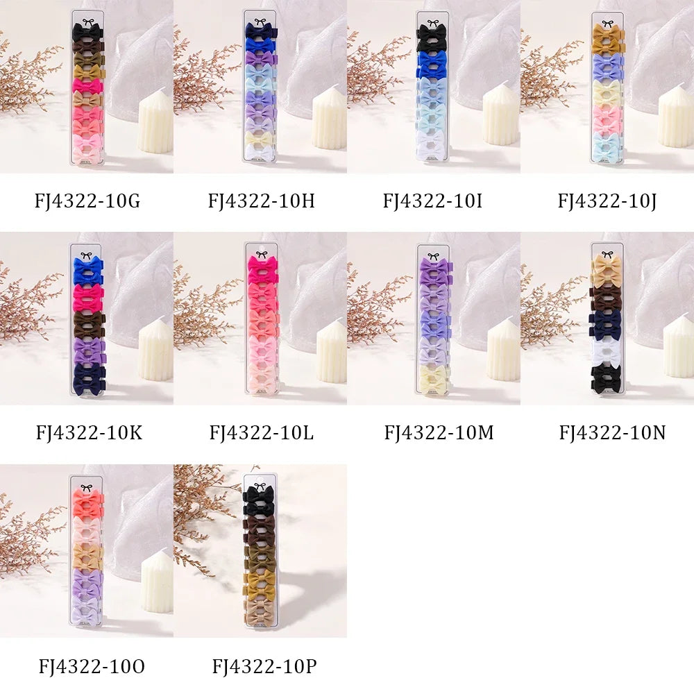 10pcs/set Cute Mini Hair Baby Bow Clips for Girls Lovely  Ribbon Handmade Bowbots Hairpins Headwear Kid Hair Accessories