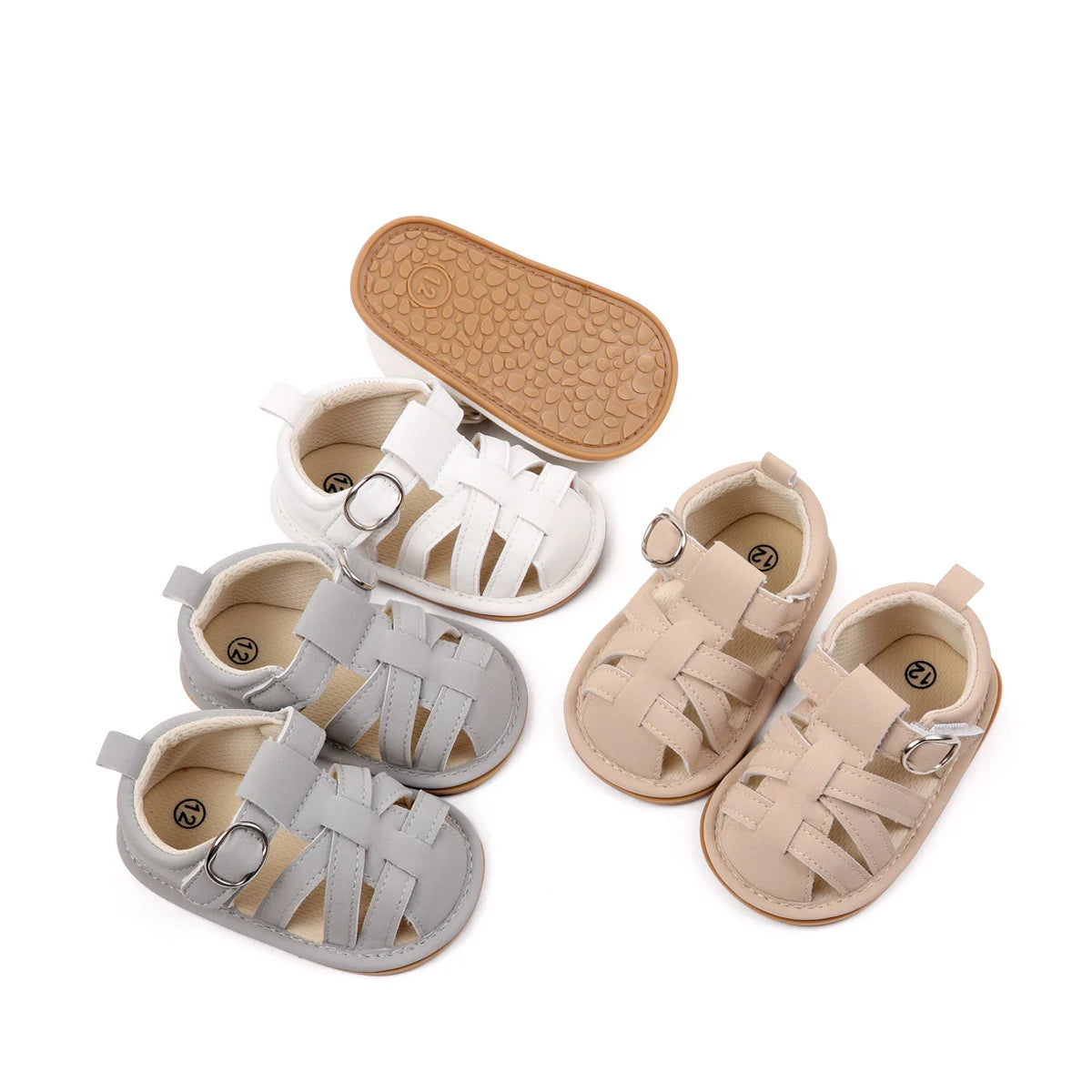 Cross Strap Hook and Loop Baby Walking Sandals Summer Lightweight Breathable Rubber Sole Newborn Casual Footwear For 0-18 Months