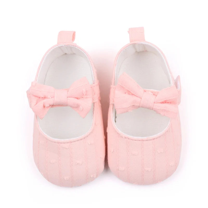 Spring Autumn New Product 0-1 Years Old Girls' Shoes with Soft Soles Embroidered Bowknot Fashionable and Cute Baby Learning WalK