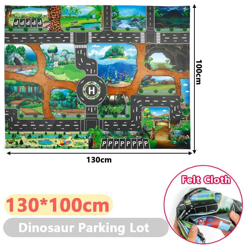 Play Mat 130x100cm City Traffic Road Map For Kids Non Toxic Materials Foldable Nordic Style Rug