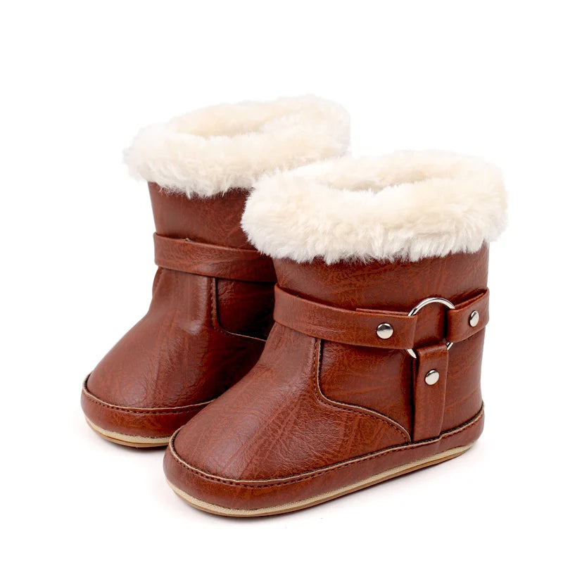 Hot Selling Winter Baby Boy And Girl Pre Walking Toddler Shoes Fashion Design Fleece-lined For 0-18M Baby Winter Cotton Boots