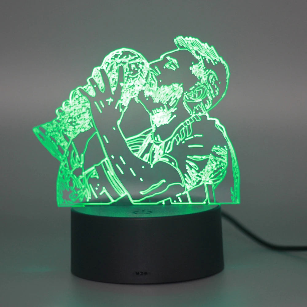 3D Illusion Night Light Messi 7 Color/16 Color Gradient Touch Switch LED Night Light Table Lamp (Crackle White)