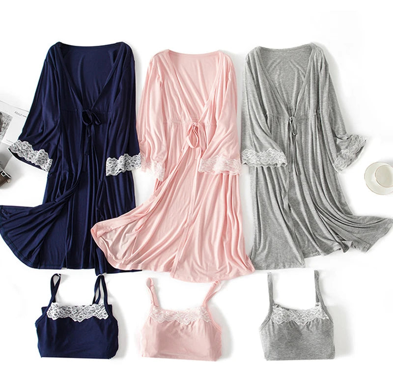 2pcs/Set Pregnancy Pajamas Sleepwear Nursing Pregnant Woman Sling Breastfeeding Nightgown Maternity Labor Dress+Robe Childbirth