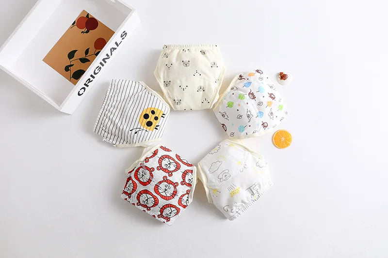 Cotton Baby Training Pant Reusable Gauze Diaper Waterproof Cloth Diaper Baby Study Pants Washable Nappies Diapering