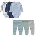 Kiddiezoom Cute 6-Piece Baby Girl Clothing Set Soft Newborn Boy Long Sleeve Bodysuits+Pants Four Seasons Unisex Infant Clothes