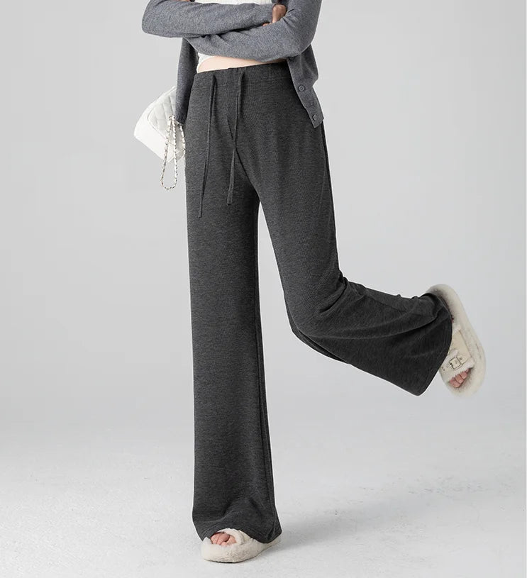 Pregnant Woman Maternity Straight Knitted Trousers With Adjustable Waist 2026 Autumn