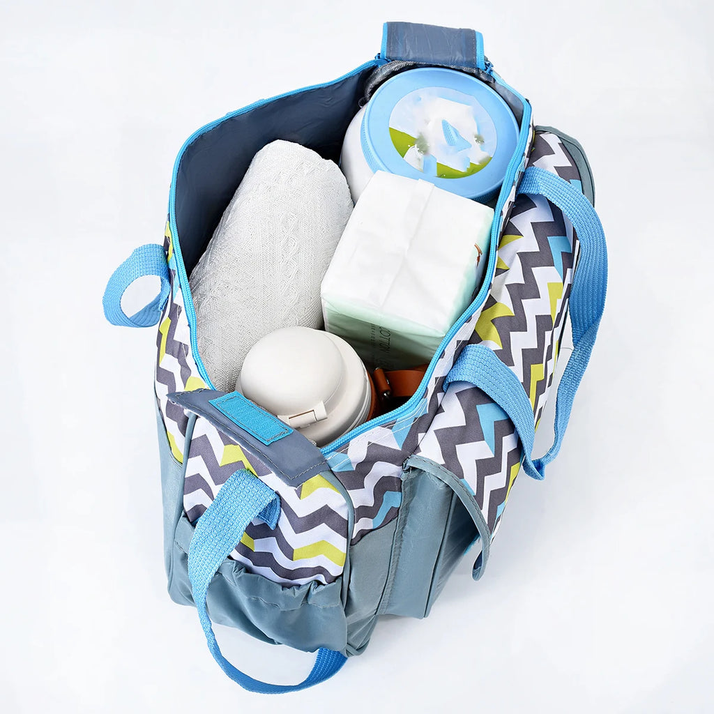 Fashionable Printed Cartoon Pattern Single-Shoulder Mommy Bag Five-Piece Set; Large-Capacity Cross-Body Mommy Bag; Multi-Functional Outing Tote Bag Diaper Bag Set