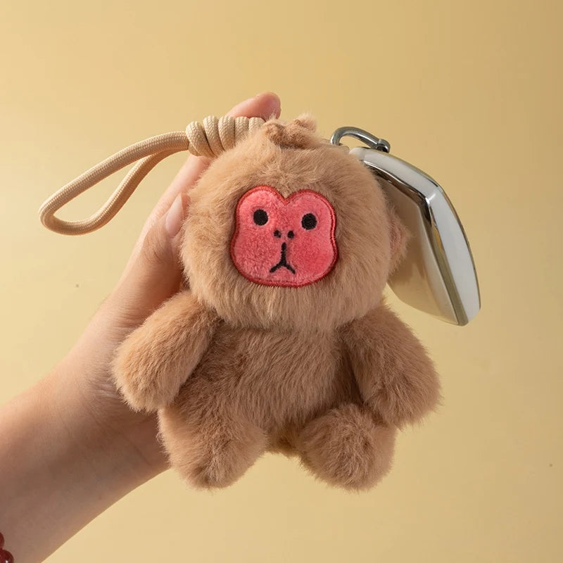 Golden Monkey Plush Toy Keychain Holder White-Faced Saki Pendant Soft Dolls Fun Accessory To Bag Functional Plushie Keyring Gift