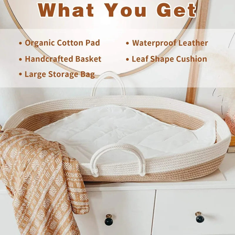 Portable Baby Carrying Basket Cradle for Newborn Woven Crib Bed Outdoor Sleeping Basket Nursery Storage Basket Photography Props