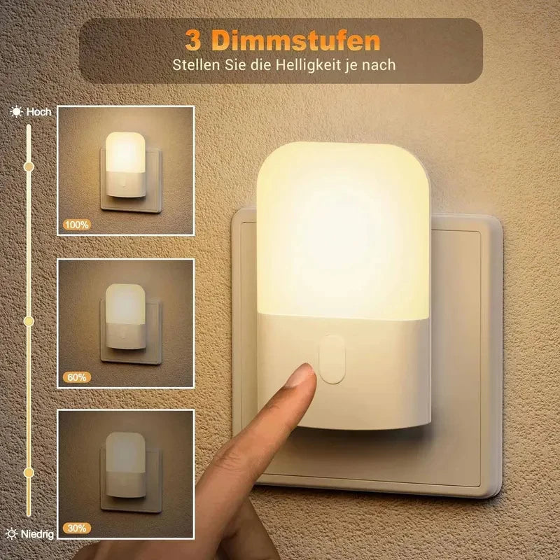 Dimmable, with On Off Switch Led Night Light Plug in Night Lights Plug into Wall, Automatic Dusk to Dawn, 0.5W, 2700K Soft Warm