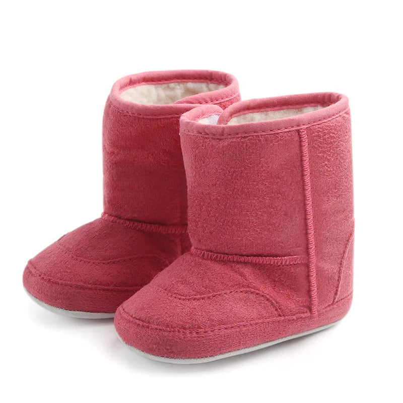 Baby Girl Boy Snow Booties Winter Solid Six Colors Warm Plush Soft Sole Non-slip High Quality Toddler Shoes First Walkers MJ0407