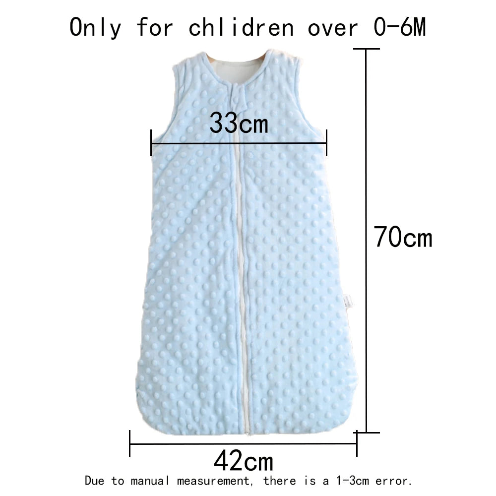 Baby Sleeping Bag 0-6m Autumn and Winter Vest-Style Bean Velvet Newborn Leg-Wrapped Sleeping Bag Anti-Kick Sleeveless Baby Sleeping Bag