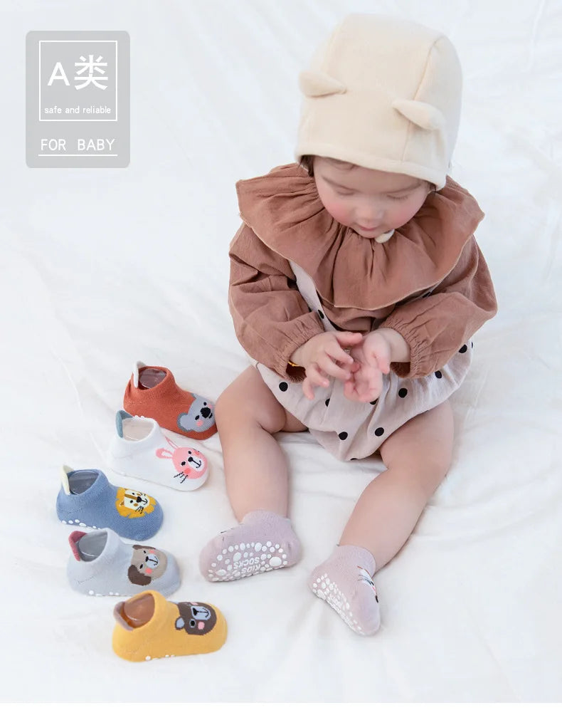 Non Slip Baby Toddler Socks Soft Anti Skid Floor Socks for Newborns and Infants With Rubber Grips For 0-5Years Cotton Baby Socks