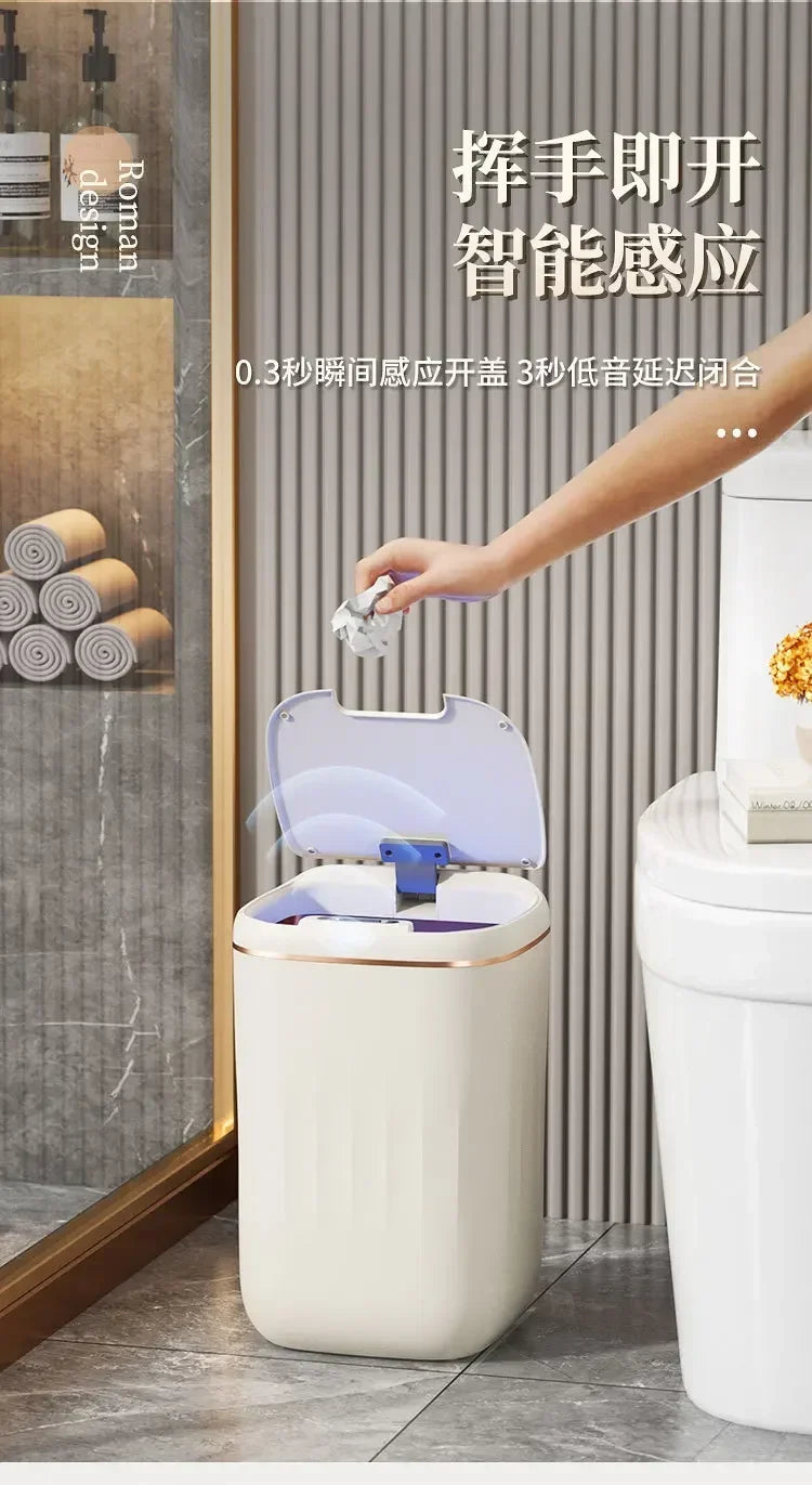 20L Smart Trash Can with Lid Waterproof Large-capacity Trash Bin Rechargable Automatic Garbage Can Fo Kitchen Bedroo Wastebasket