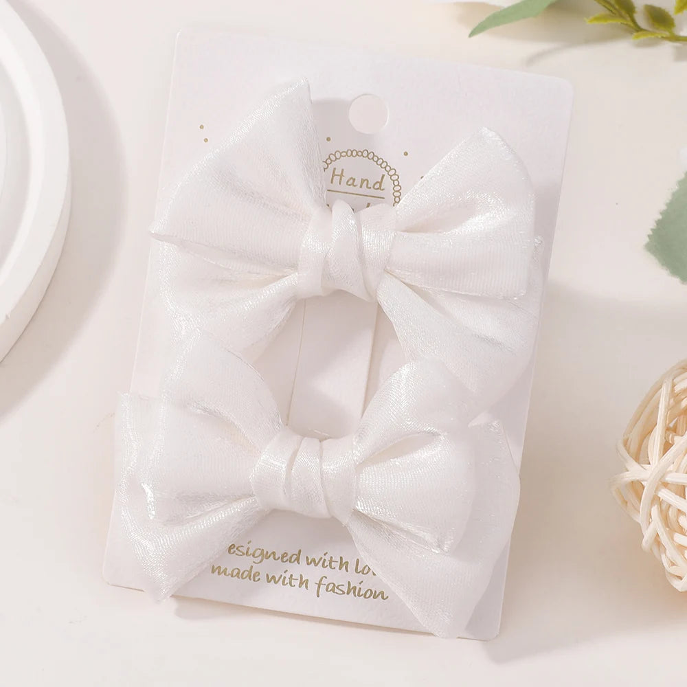 Princess Chiffon Bow Ponytail Hair Clips For Girls 2 Pieces Model PCHB01 For Everyday Use Hair Accessories