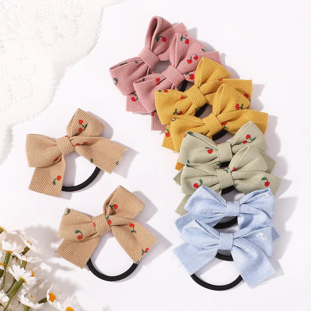 Random Color 10PCS Flower Ribbon Bowknot Hair Rubber Bands for Girls Handmade Cute Bow Hair Ties Headwear Kids Hair Accessories