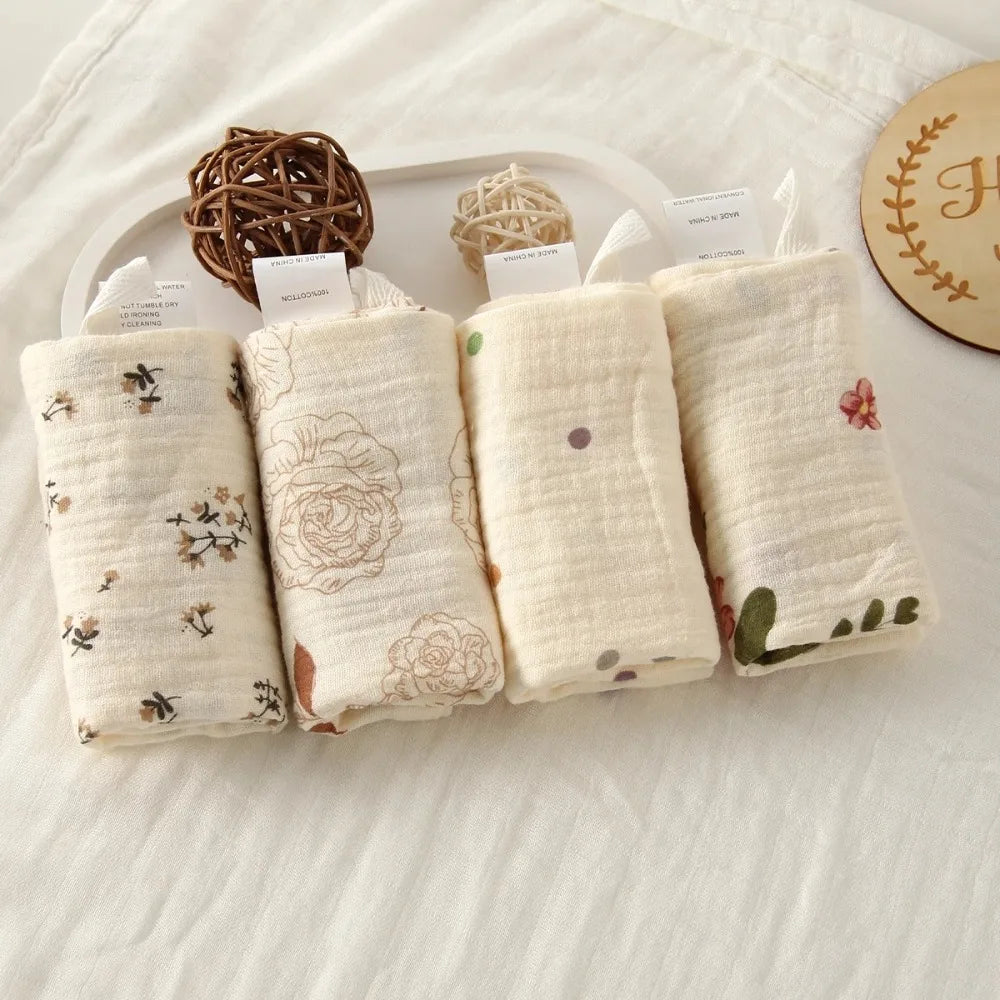 3/5Pcs 6-Layer Pure Cotton Baby Cotton Washcloth Soft Gauze Cotton Newborn Burp Cloth Absorbent Baby Towels Square Towels