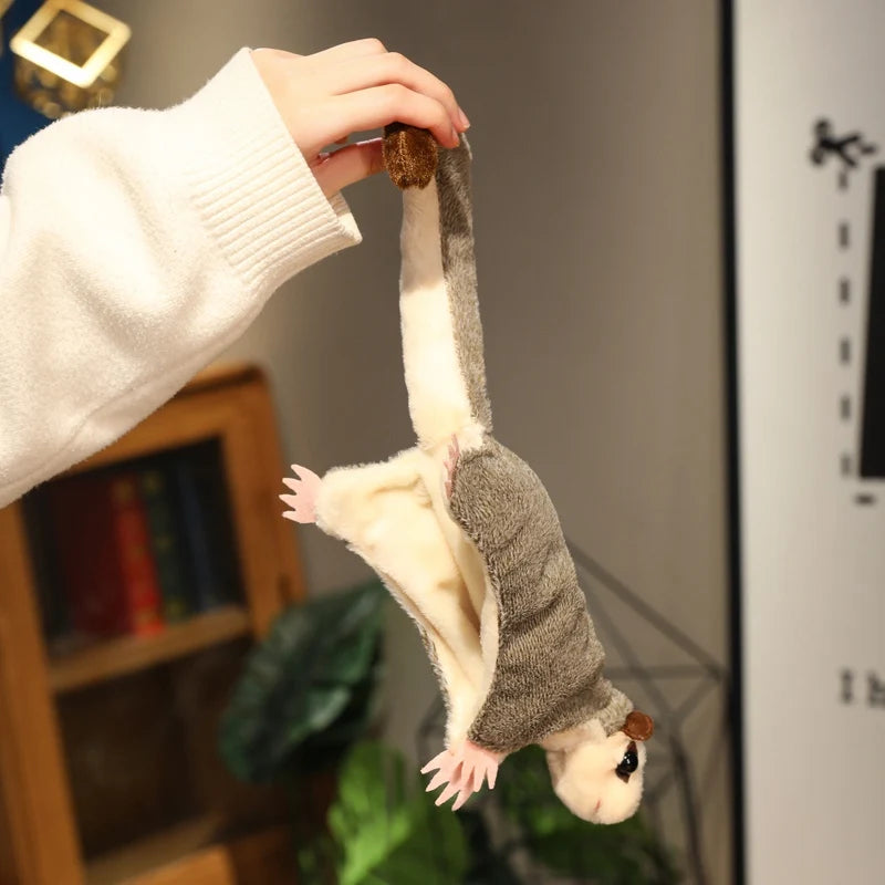 Super Cool Flyling Sugar Glider Plush Toy Cozy Soft Flying Squirrel Hand Puppet Cute Pet Toy Funny Gift for Kids