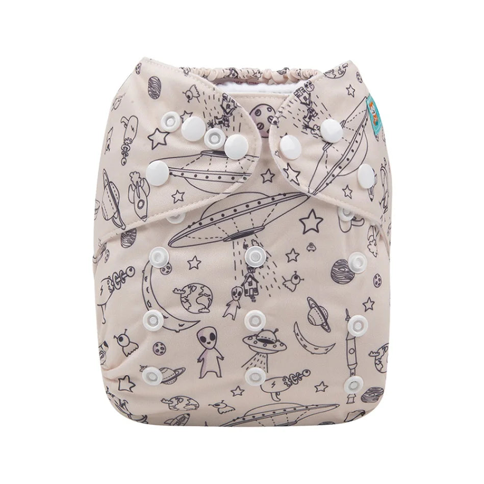 ALVABABY Modern Cloth Nappy One Size Pocket Diaper Shell With Snaps Adjustable Polyester For 3kg To 15kg