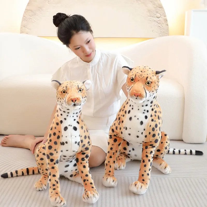 Hot Lifelike Plush Leopard Cheetah Toy Full Stuffed Forest Animal Peluche Doll Room Decor Christmas Holiday Gifts For Boys