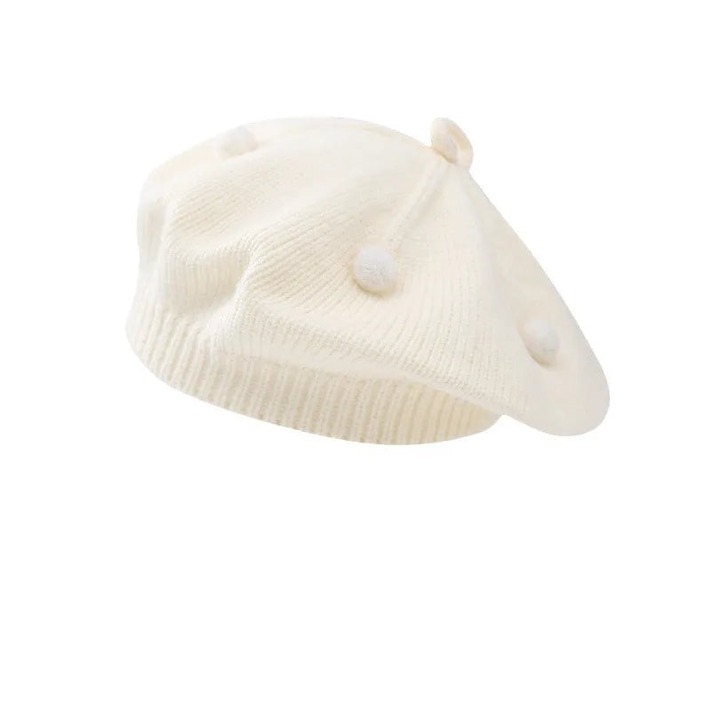 Baby Hat Autumn Winter Style Infant Beret Baby Toddler Wool Hat Fashionable Versatile Girl Knitted Painter Hat Trendy