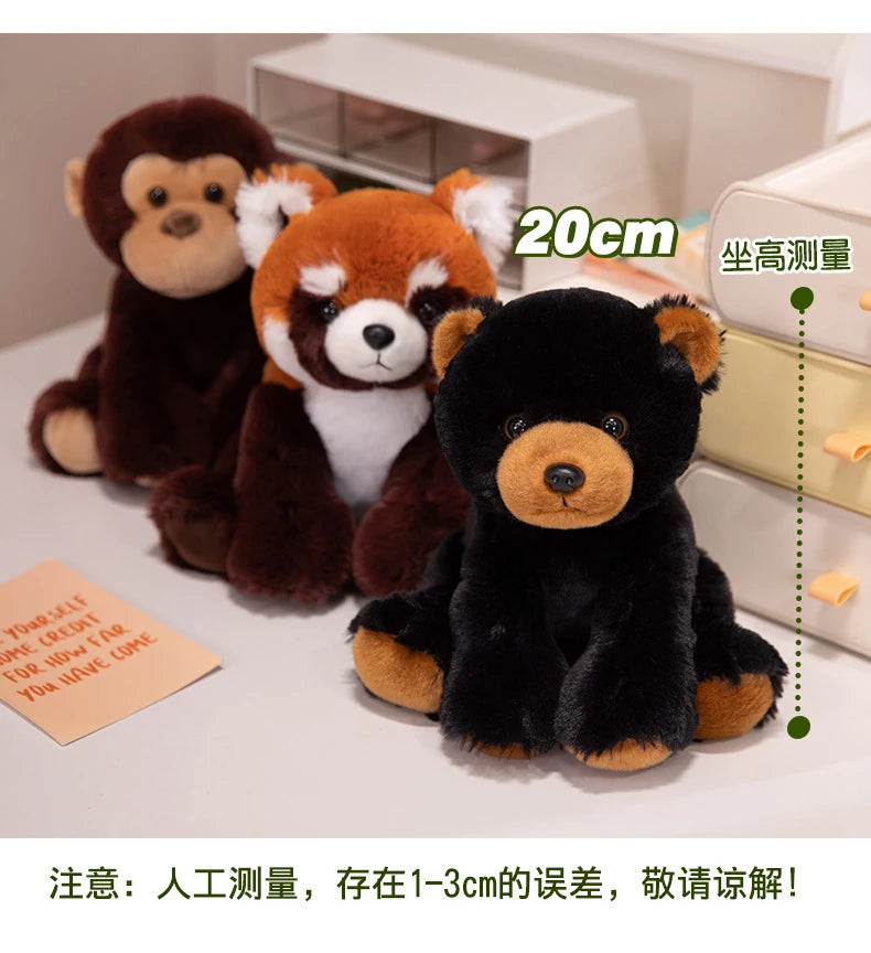 Nice 23cm Lifelike Stuffed Jungle Animal Dolls - Sitting Tiger Elephant Monkey Leopard Plush Simulation Forest Toys for Kids