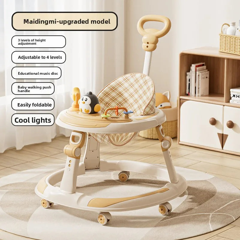 Baby Walker Foldable Multifunctional Toddler Learning Car Anti O Leg Design Adjustable Music Tray Safety Wheels W1