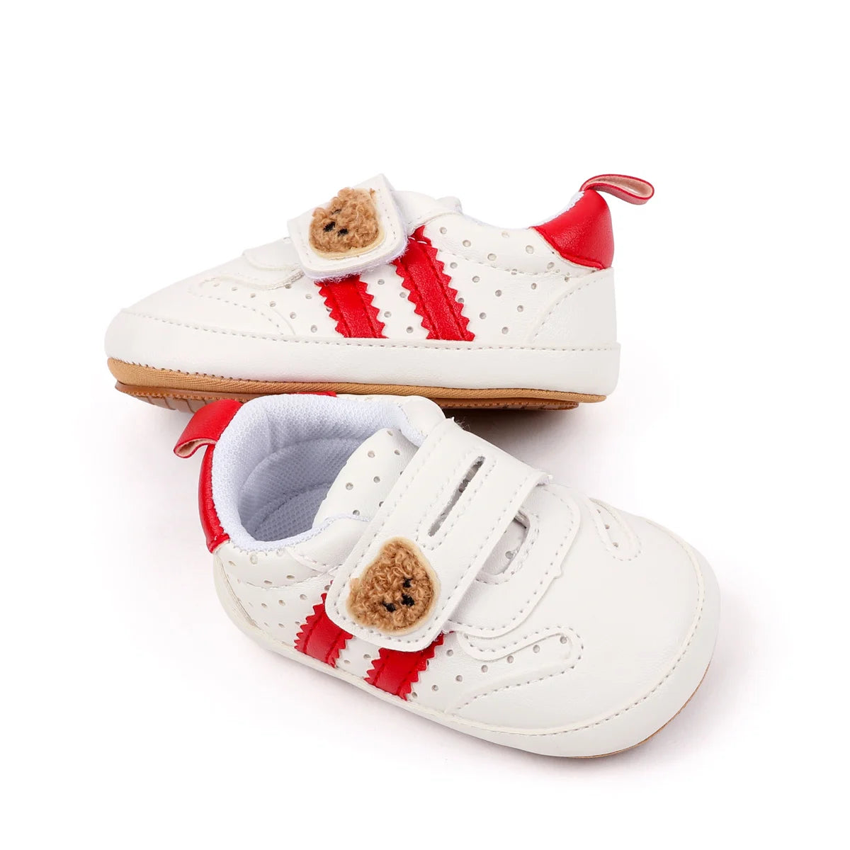 2025 0-18 Months Baby Boys Girls Sneakers Cute Bear Embroidery Infant First Walking Shoes Non-Skid Athletic Shoes