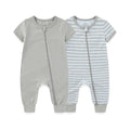 2-Pack Simple Fashion Baby Unisex Jumpsuits Summer Short Sleeve Newborn Boy Girl Zipper Rompers 0-24 Months Infant Clothes