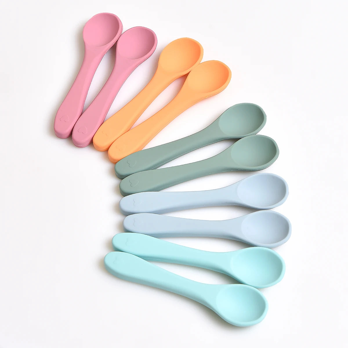 Soft Silicone Baby Feeding Spoon BPA Free Newborn Infant Weaning Spoon Heat Resistant Chewable Training  Daily Feeding Tableware