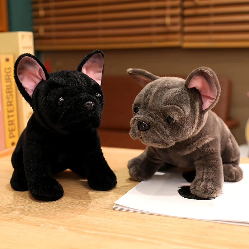 Hot 28cm Bulldog Plush Toy Realistic Stuffed Animals Black Grey Bulldog Plush Lifelike Pet Dog Soft Doll Gift