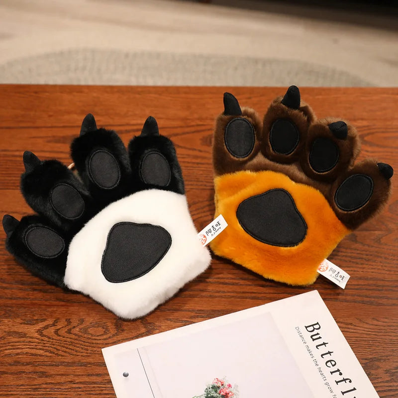 25cm Animal Claws Gloves Soft Stuffed Plush Toys Dog Bear Tiger Paws Plush Gloves Cosplay Costume Photograpy Props Charm Gifts