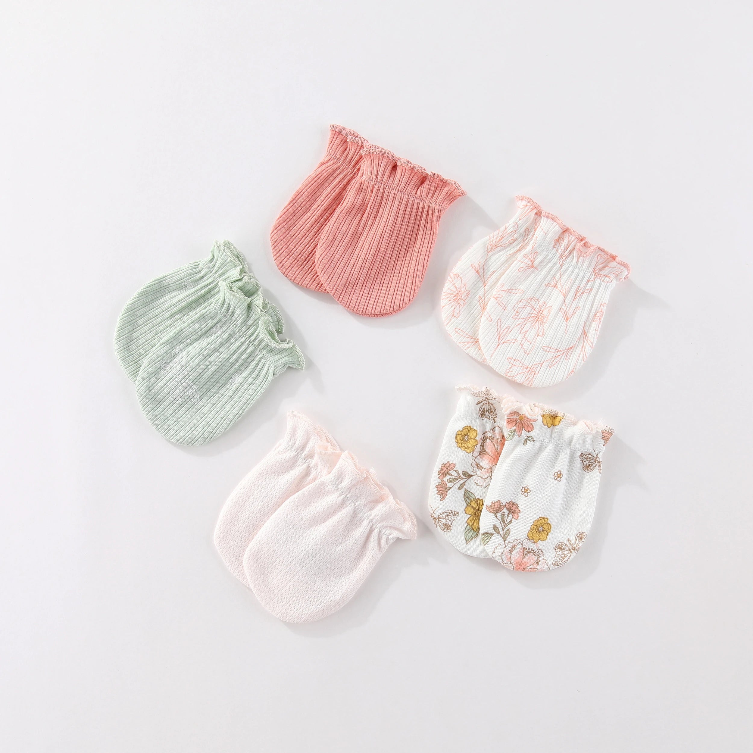 Kiddiezoom 4/5 Pairs Newborn Gloves 100%Cotton Cute Breathable Mittens Baby Accessories 0-6M