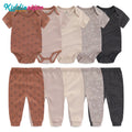 Kiddiezoom 10 Pcs/Lot Four Seasons Fashion Unisex Baby Boy Girl Clothing Set Soft Newborn Bodysuits+Pants Infant Outfit Gift