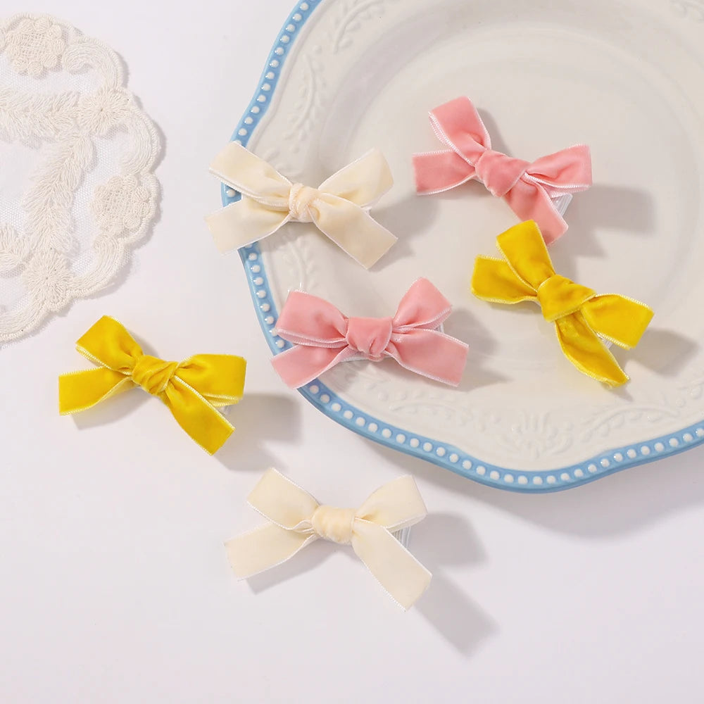 6Pcs Solid Ribbon Bows Hair Clips Cute Handmade Bow Hairpin Barrettes Headwear for Baby Girls Kids Hair Accessories Gifts