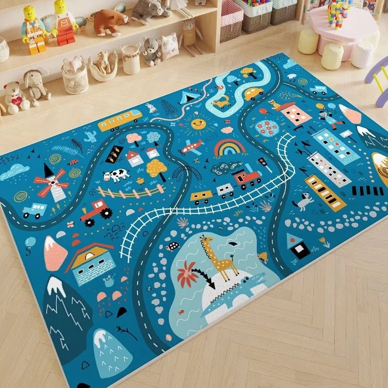 Cartoon Car Traffic Children Carpet Play Mat Crawling Floor Mat Model CCT001 Non Slip