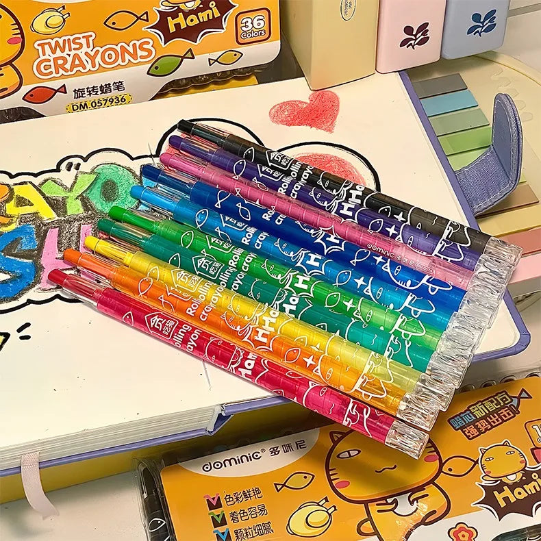 36/12 Pcs Rotate Color Crayola Set Washable Crayons for Kids Bulk Crayons for Arts & Crafts Back To School Art Supplies Crayons
