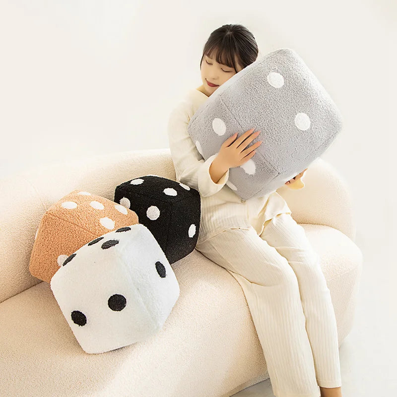 Dice Pillow Plush Dice Cube Cushion Hug Pillow Stuffed Plush Toy Game Props Car Interior Ornament Home Decoration Party Supplies