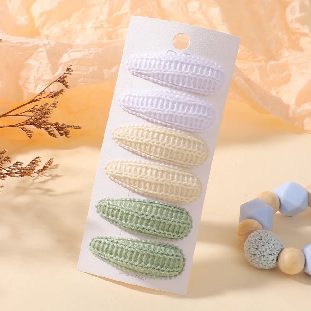 6Pcs/Set Cotton Fabric Plaid BB Hairpins Alloy Hair Clips for Kids Girls Toddler Hairgrips Headwear Baby Hair Accessories