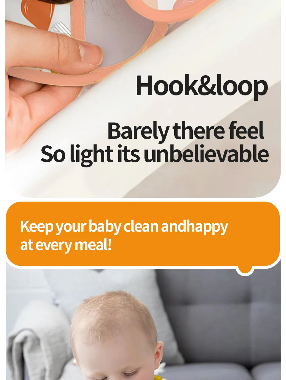 3 Pack Mess Proof Baby Bib with Reversible Pocket, Waterproof Led Weaning Baby Feeding Bibs with Food Catcher