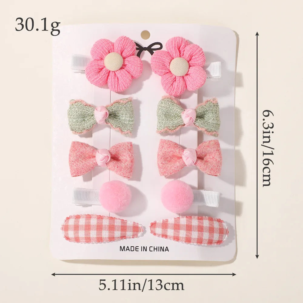 10pcs/Set Cute Butterfly Fabric Flower Bow Hair Clips for Baby Girls Children Sweet Hairpin Headwear Hair Accessories
