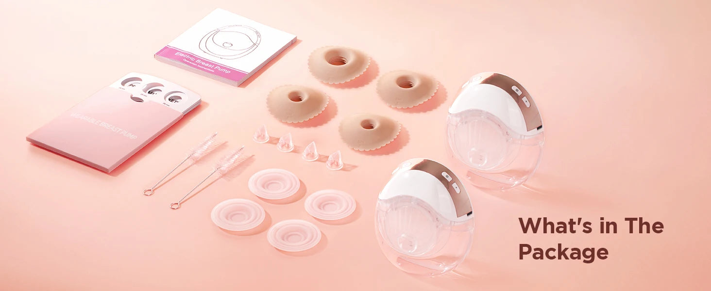 2pcs Hands Free Electric Breast Pump, Pain-Free, BPA-Free, Quick Installation 3 Modes and 12 Levels with 17/19/21/24 mm Flanges