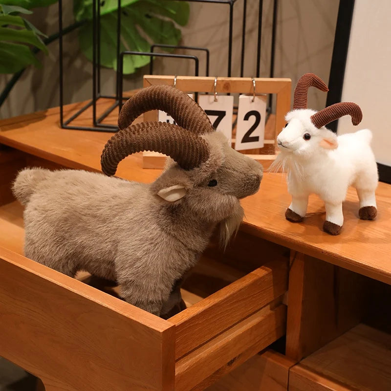 Hot Realistic Goat Plush Toy Bag Pendant Lifelike Simulation Mountain Stuffed Animal Doll Soft Fluffy Ram Plushie Birthday Gift