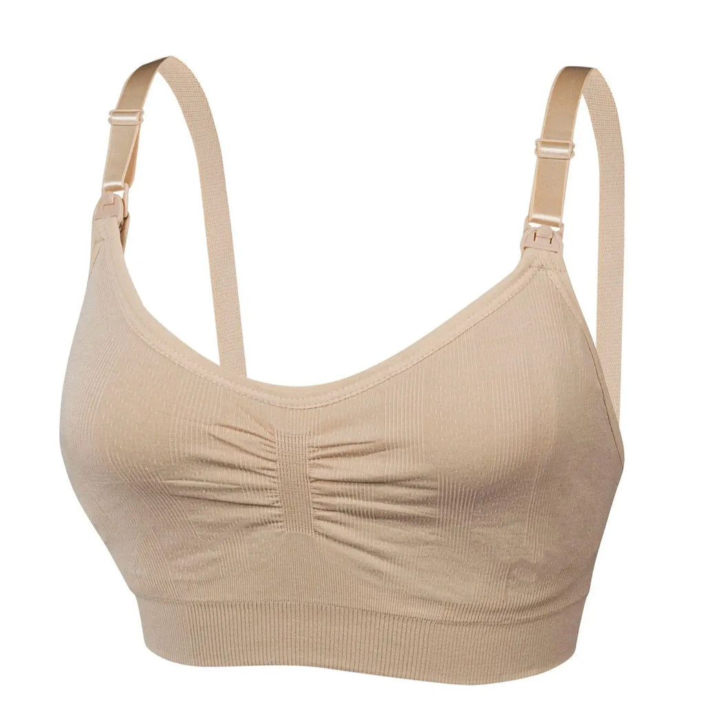 Single Piece Solid Color Front-Opening Buckle-Free Nursing Bra