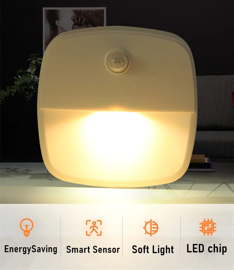 LDHLM Motion Sensor Light LED Night Lights AAA Battery Powered Bedroom Wall Staircase Closet Aisle Body Induction Lamp