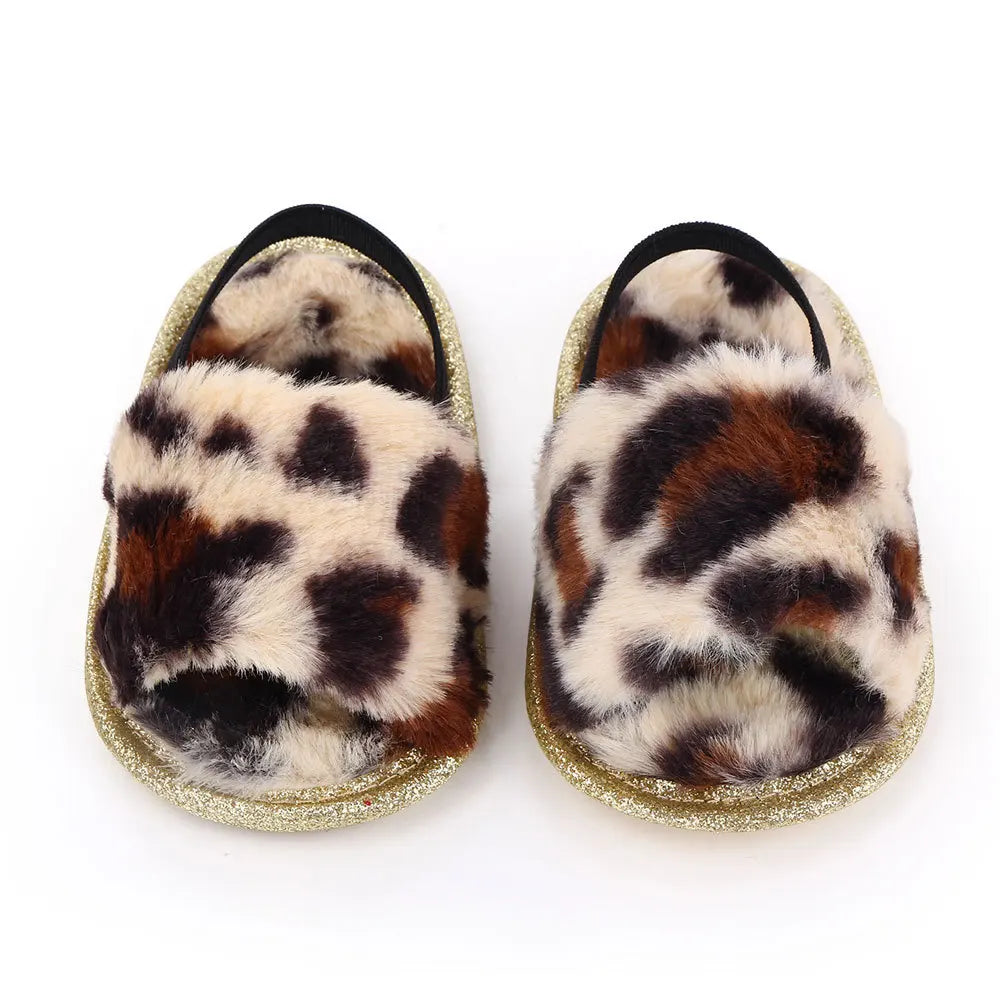 Spring Winter Fashion Multicolor Faux Fur Baby Girl Slipper Non-slip Newborn Cute Infant Toddler Crib Dress Shoes First Walkers