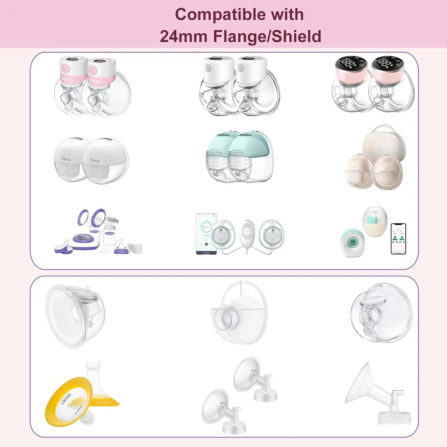 BornBL Silicone Flange Inserts Shield Nipple Tunnel Narrow Connector Feeding Essential Compatible With Most Breast Pumps