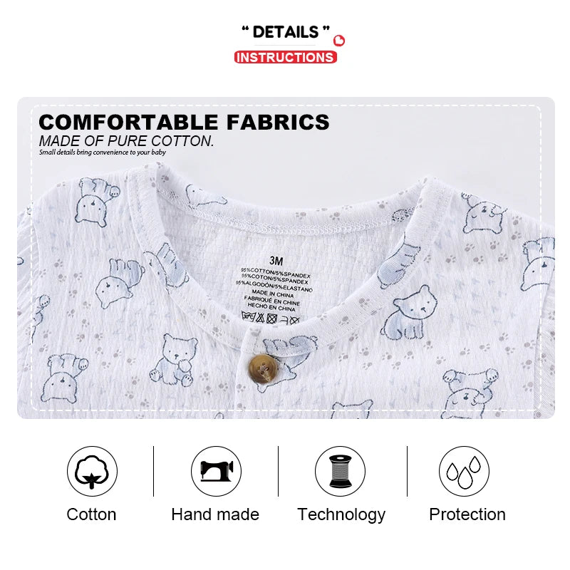 Kiddiezoom 1 PCS Fashion Four Seasons Unisex Solid Short Sleeve Baby Boy Girl Rompers 100%Cotton Soft infant Jumpsuit Clothes